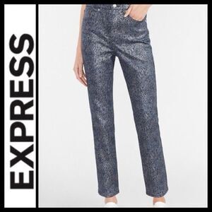 Express Slim Super High Rise Metallic Coated Jeans Size 4 $80